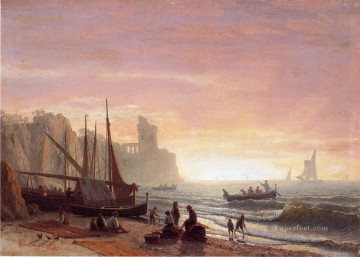 漁船団のルミニズム アルバート・ビアシュタット Oil Paintings
